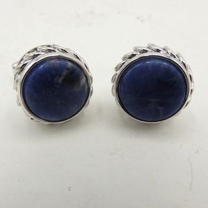Blue Agate Cufflinks Open Work Detail